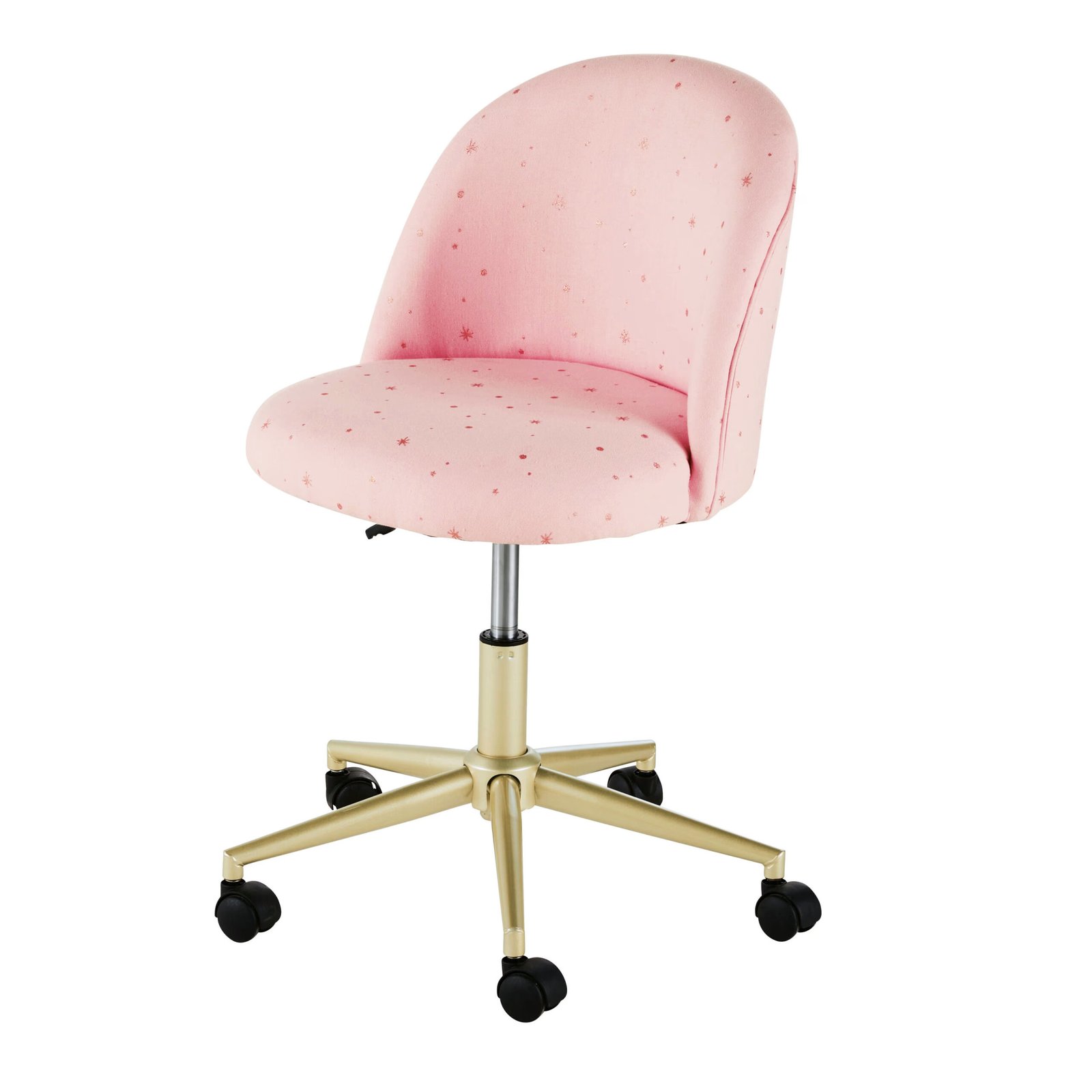 Chaise de bureau réglable à roulettes coloris laiton et rose Mauricette Maisons du Monde