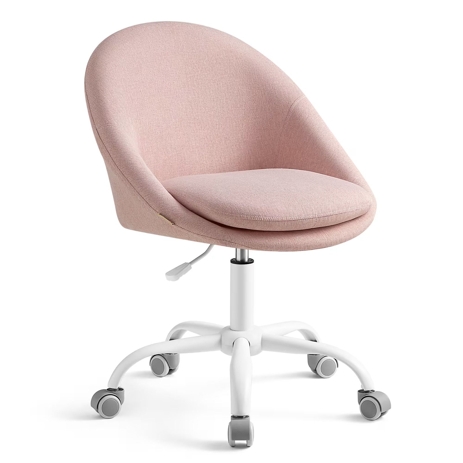 Chaise de bureau réglable pivotant tissu coton-lin rose Maisons du Monde