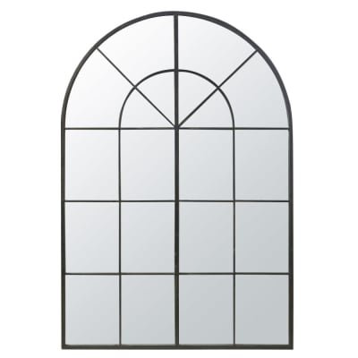 Grand miroir fenêtre arche en acier noir 137x200 Faustin - Maisons du Monde