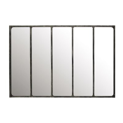 Grand miroir verrière rectangulaire industriel en acier noir 180x124 Cargo - Maisons du Monde