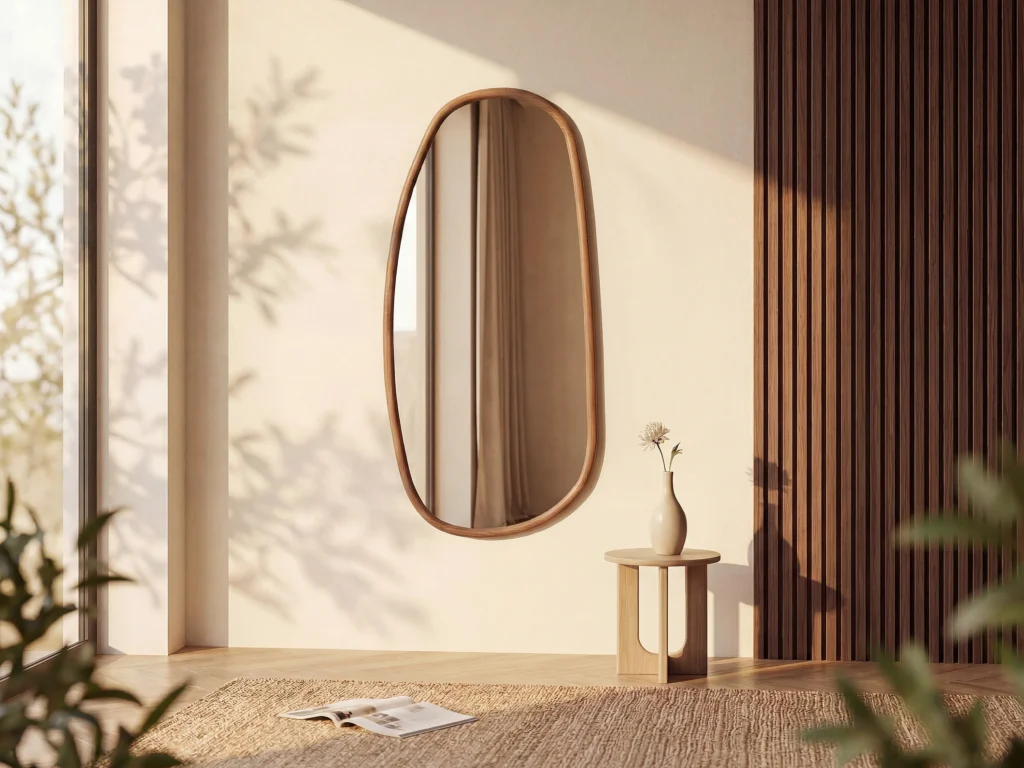 miroir organique en bois