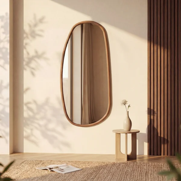 miroir organique en bois